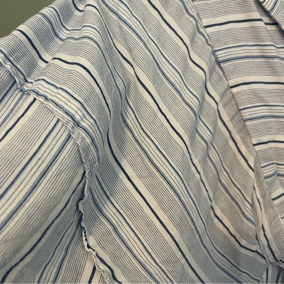 Rebecca Taylor Cotton Striped Blue and White Tie Waist Midi Dress - Picture 5 of 5